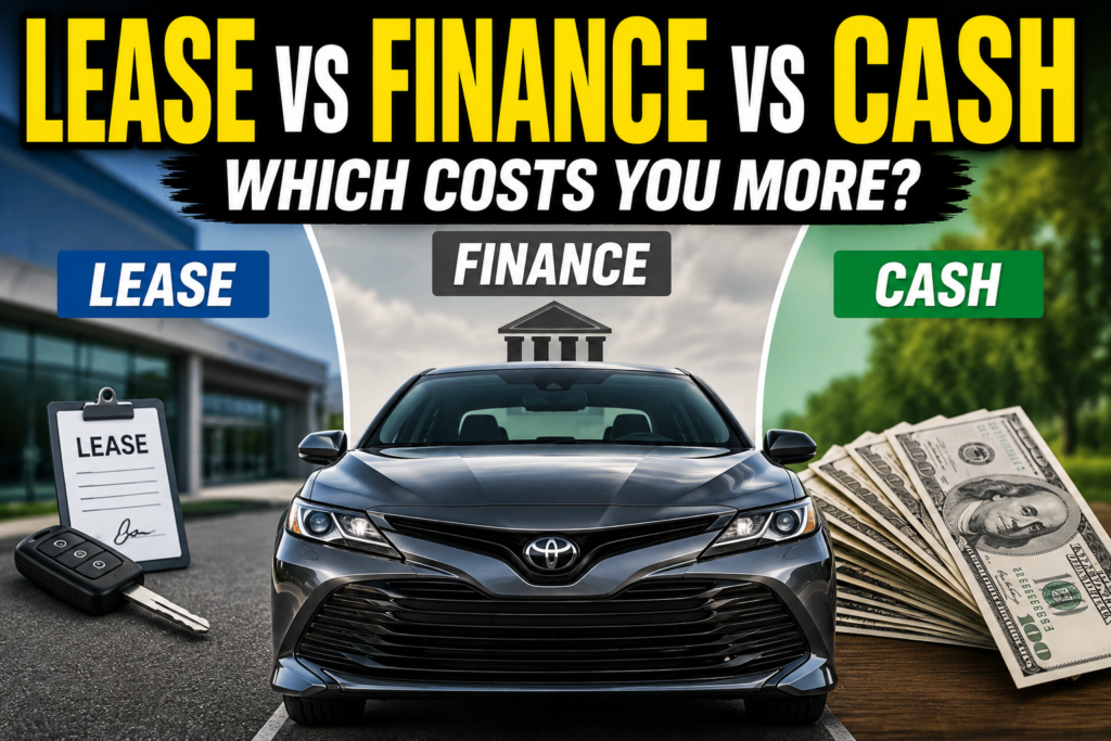 Lease vs finance vs cash car buying comparison